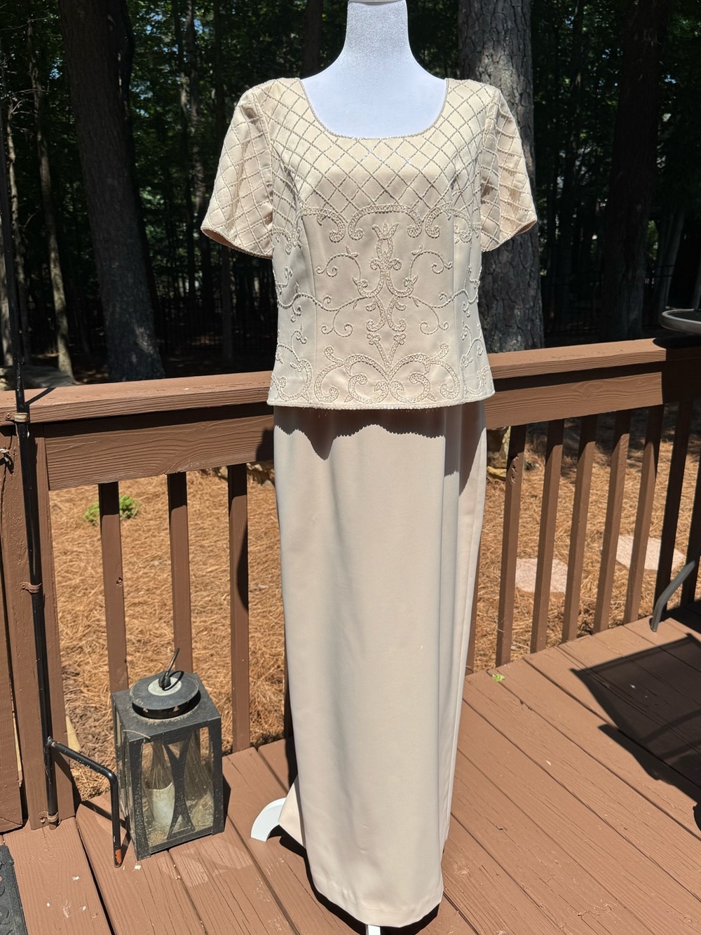 Karen Millen Beige/champagne colored  Beaded Wedding Party Dress